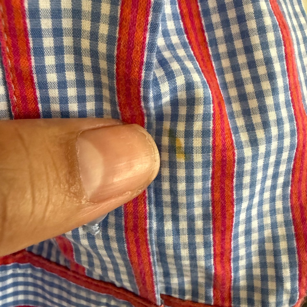 Robert Graham Tailored Fit Striped Gingham Button Down Shirt Mens 2XL Red Blue - Picture 7 of 9